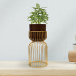 Metal Planter On Stand 45 cm (Brown & Gold)