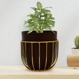Nilkamal Metal Jali Planter 15 Cm Brown Gold