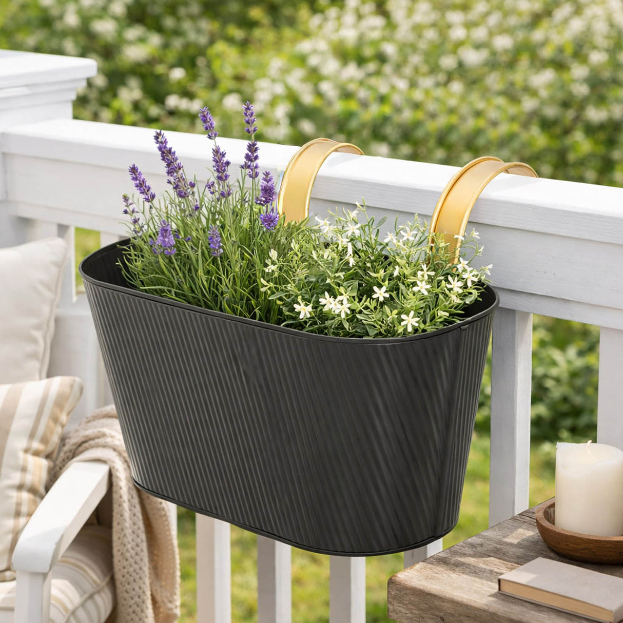 Railing Hanging Planter- Black & Gold