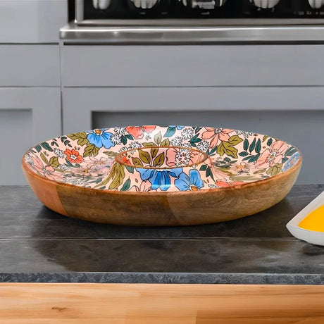 Nilkamal Wooden Chip And Dip Serving Platter 29 5 Cm Multicolor