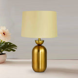 Nilkamal Metalia Fabric Shade Oval Metal Base Table Lamp Gold