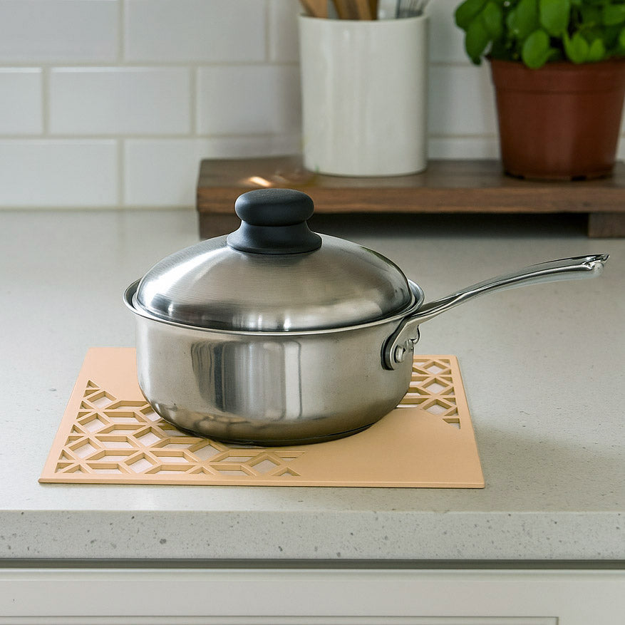 MDF Wooden Trivet- Brown & Beige