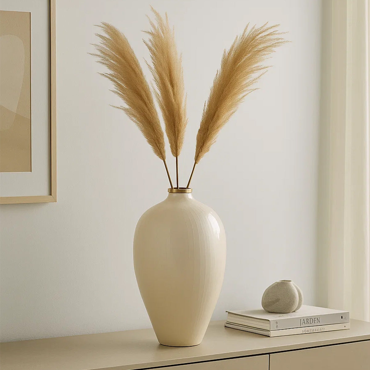 Droplet Shaped Metal Vase- Cream and Gold