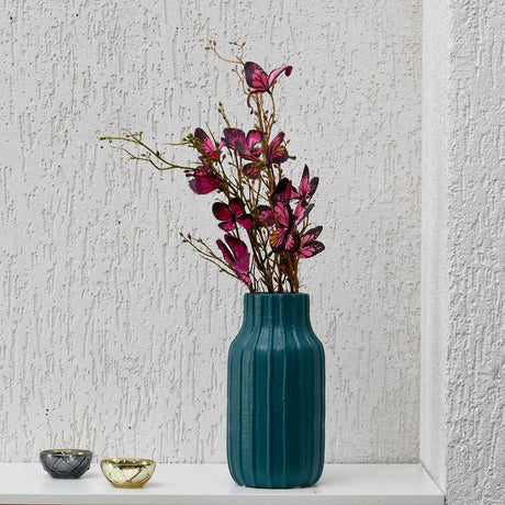 Nilkamal Bottle Shaped Decorative Ceramic Vase (Blue)