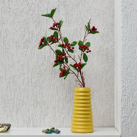 Nilkamal Trapeze Fluting Decorative Ceramic Vase Yellow