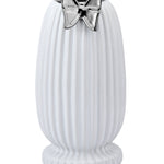 Butterfly Tumbler Ceramic Vase- White & Silver