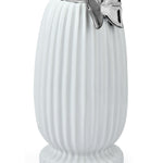 Butterfly Tumbler Ceramic Vase- White & Silver