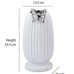 Butterfly Tumbler Ceramic Vase- White & Silver