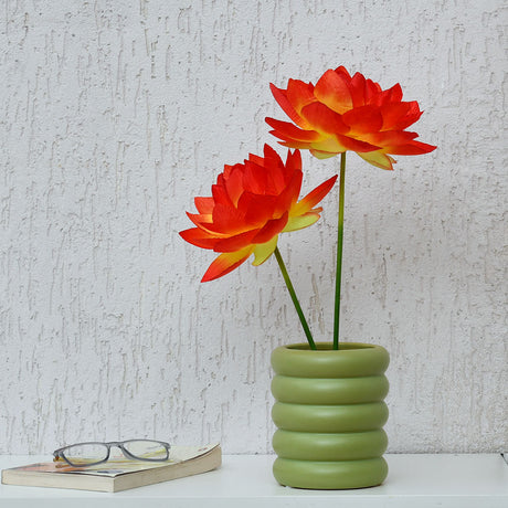 Nilkamal Cylindrical Decorative Ceramic Vase (Green)