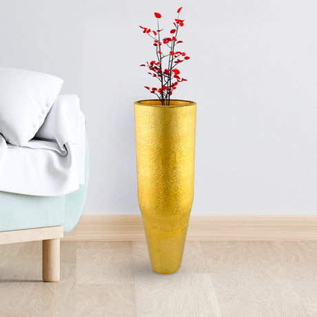 Nilkamal Decorative Metal Narrow Tumbler Floor Vase (Gold)