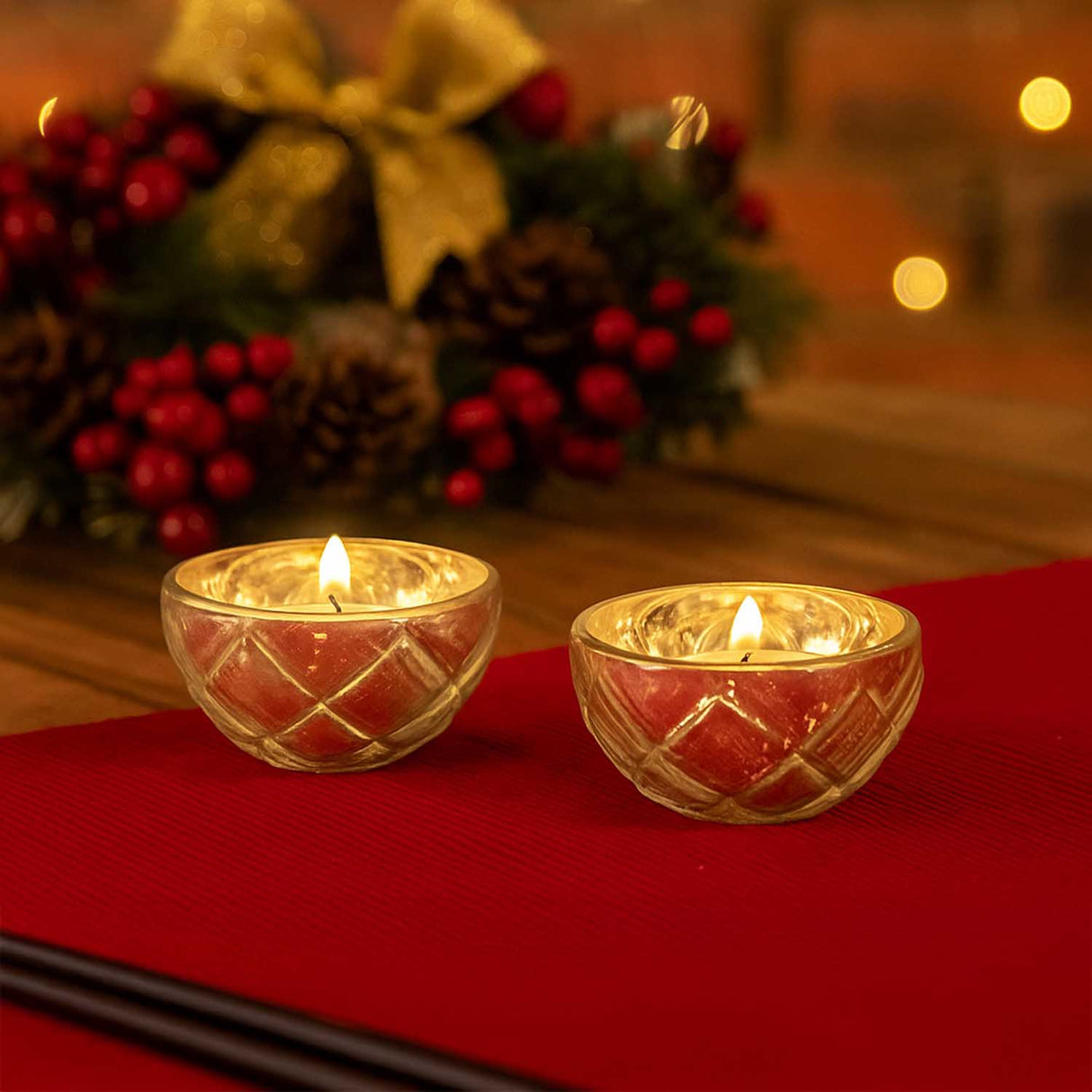 Decorative Votive Candle Holder Set of 2- Silver
