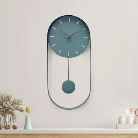 Nilkamal Oval Metal Pendulam Wall Clock Aqua Blue