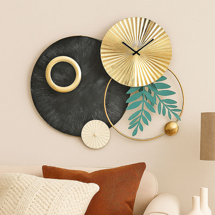Orbit Analog Wall Clock- Seagreen & Gold