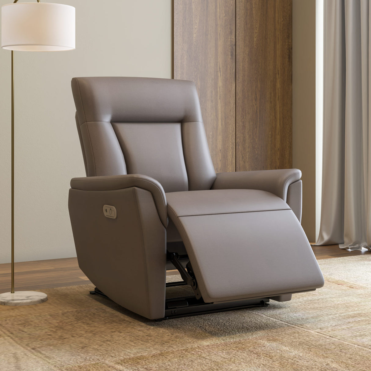 Credal 1 Seater Electric Rocker Recliner Sofa- Brown