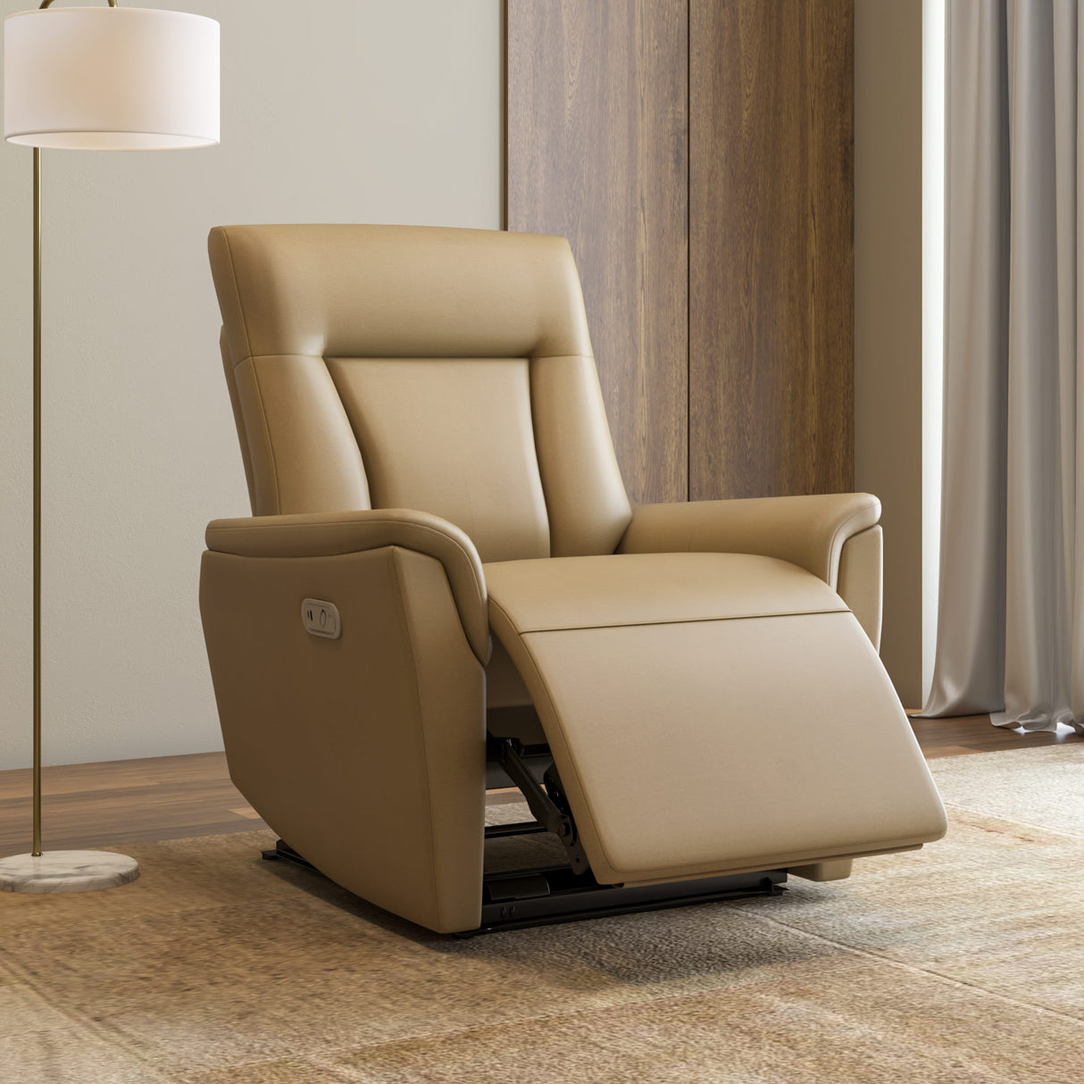 Credal 1 Seater Electric Rocker Recliner Sofa- Mustard