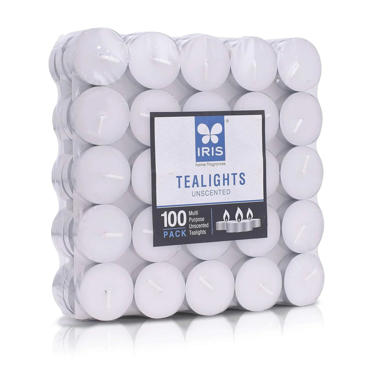 IRIS Unscented Tea Lights Pack of 100- White