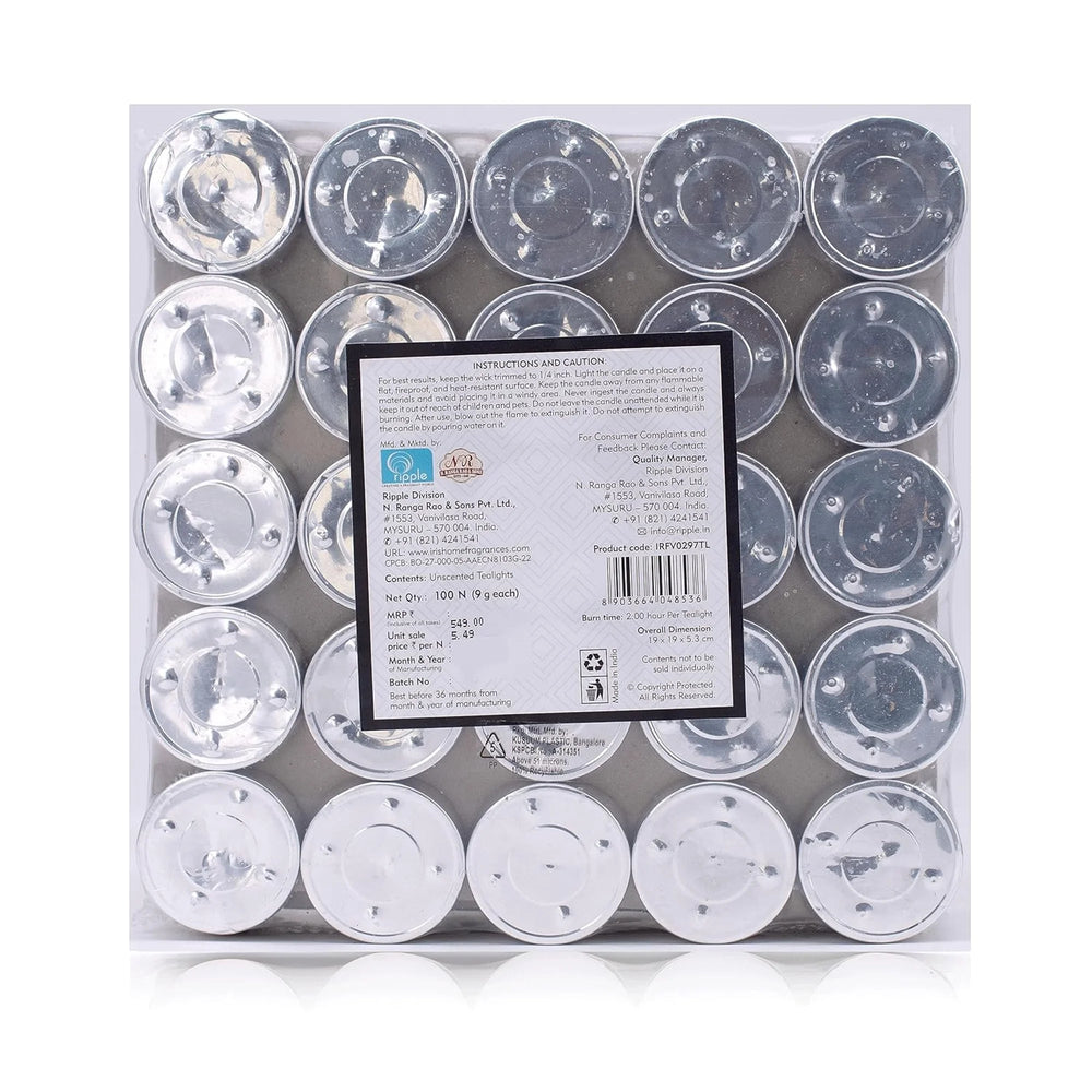 IRIS Unscented Tea Lights Pack of 100- White