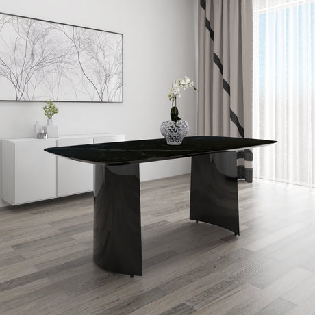 Nilkamal Kelby 6 Seater Sintered Stone Top Dining Table Black