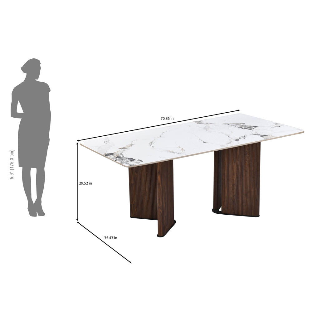 6 Seater Alune Ceramic Dining Set with Dexor Base and Linzy Chairs- Ash White
