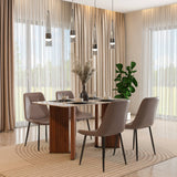 4 Seater Bevon Ceramic Dining Set with Dexor Base and Nivo Chairs- Cloud Beige