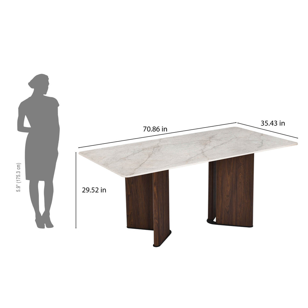 6 Seater Bevon Ceramic Dining Set with Dexor Base and Nivo Chairs- Cloud Beige