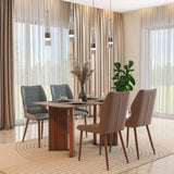 4 Seater Parquel Wooden Dining Set with Dexor Base and Ellipse Chairs- Walnut Brown