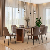6 Seater Parquel Wooden Dining Set with Dexor Base and Nivo Chairs- Walnut Brown