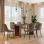 6 Seater Parquel Wooden Dining Set with Dexor Base and Nivo Chairs- Walnut Brown