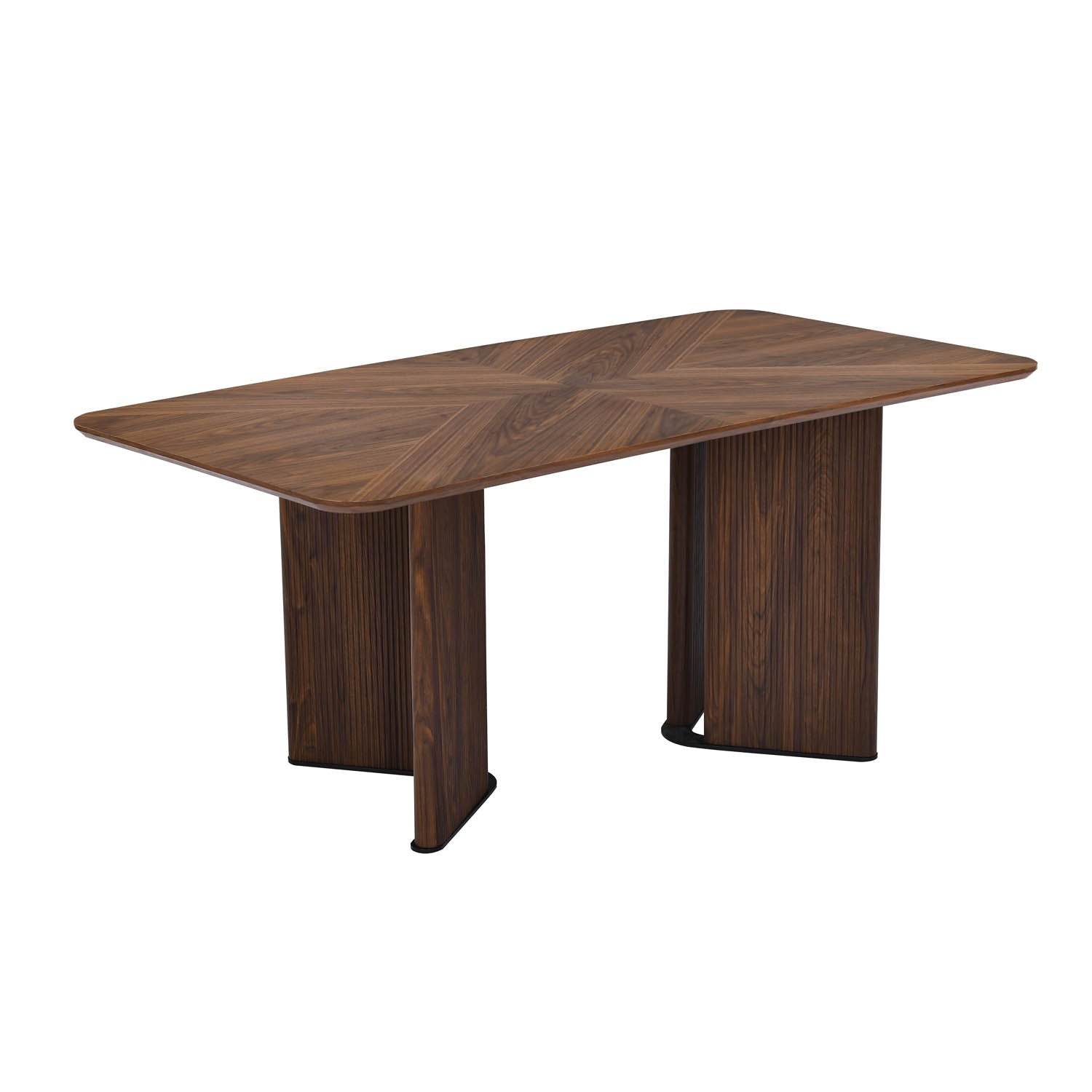 6 Seater Parquel Wooden Dining Set with Dexor Base and Ellipse Chairs- Walnut Brown