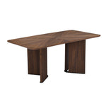 6 Seater Parquel Wooden Dining Set with Dexor Base and Ellipse Chairs- Walnut Brown