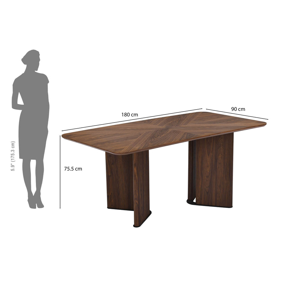 6 Seater Parquel Wooden Dining Set with Dexor Base and Tierra Chairs- Walnut Brown