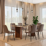 6 Seater Trava Marble Dining Set with Dexor Base and Nivo Chairs- Travertine