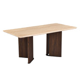 6 Seater Trava Marble Dining Set with Dexor Base and Nivo Chairs- Travertine