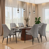 6 Seater Allune Ceramic Dining Set with Flinda Base and Tierra Chairs- Ash White