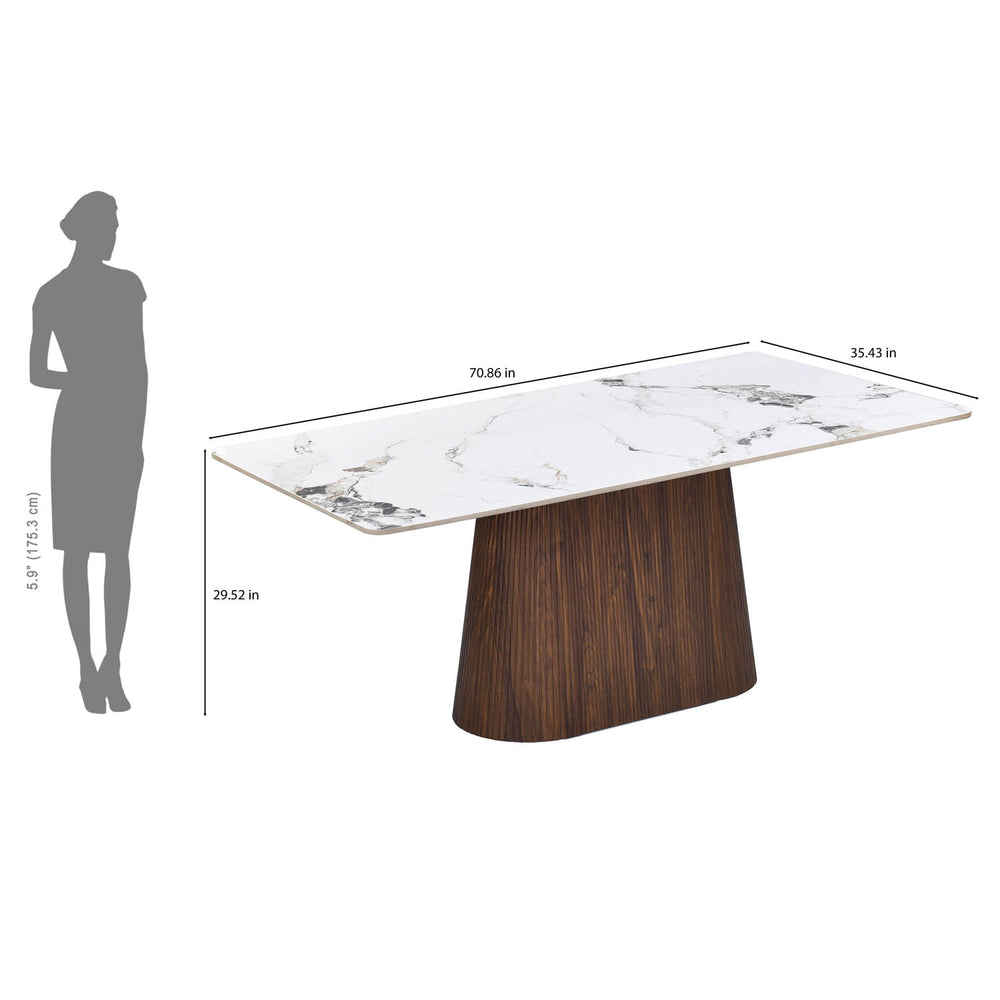 6 Seater Alune Ceramic Dining Set with Flinda Base and Tierra Chairs- Ash White