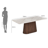 6 Seater Bevon Ceramic Dining Set with Flinda Base and Ellipse Chairs- Cloud Beige