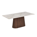 6 Seater Bevon Ceramic Dining Set with Flinda Base and Linzy Chairs- Cloud Beige