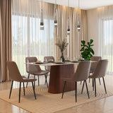 6 Seater Bevon Ceramic Dining Set with Flinda Base and Nivo Chairs- Cloud Beige