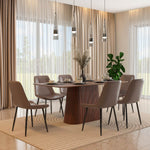 6 Seater Parquel Wooden Dining Set with Flinda Base and Nivo Chairs- Walnut Brown