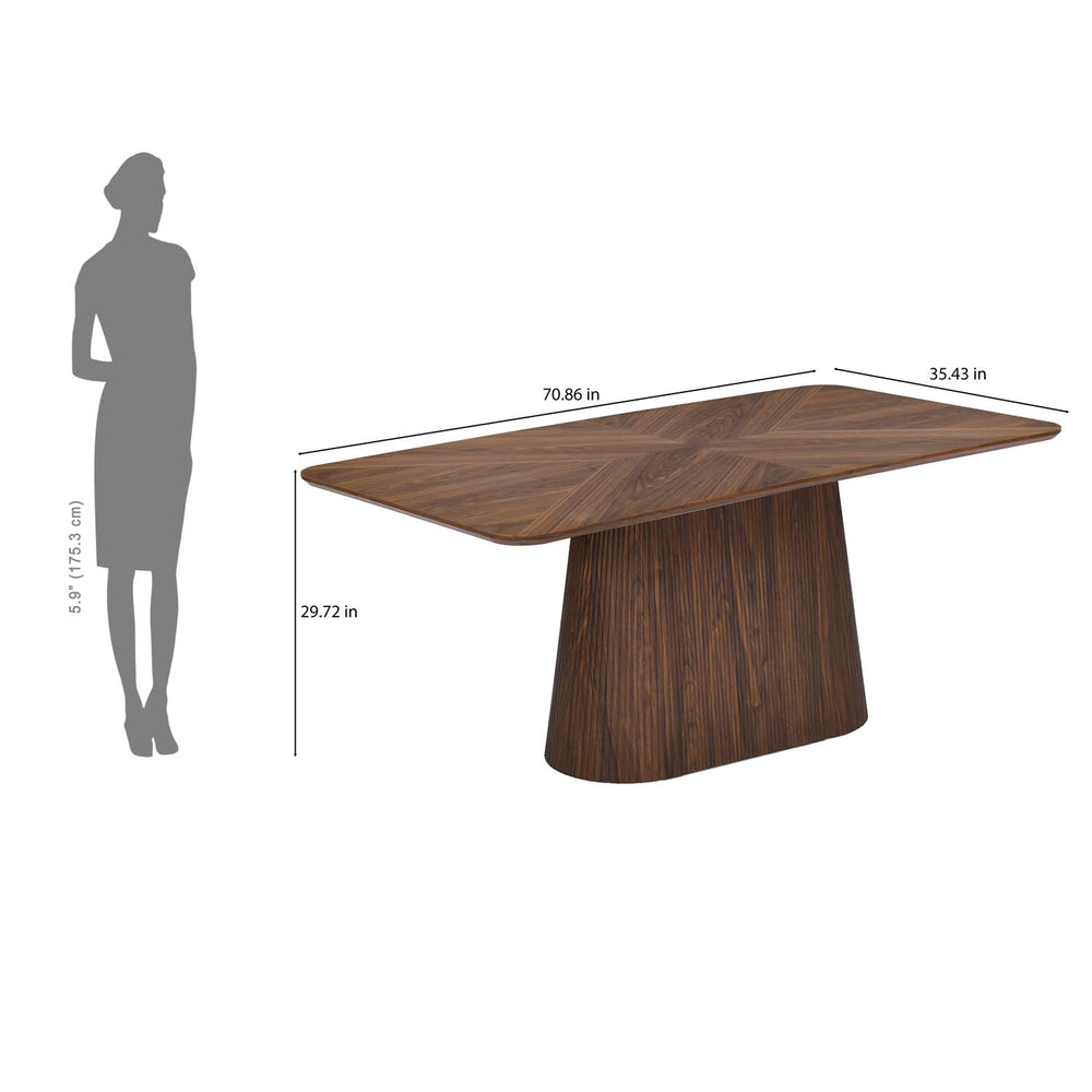 6 Seater Parquel Wooden Dining Set with Flinda Base and Tierra Chairs- Walnut Brown