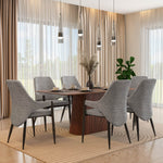 6 Seater Parquel Wooden Dining Set with Flinda Base and Tierra Chairs- Walnut Brown
