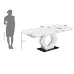 6 Seater Allune Ceramic Dining Set with Hexin Base and Ellipse Chairs- Ash White