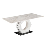 6 Seater Bevon Ceramic Dining Set with Hexin Base and Tierra Chairs- Cloud Beige