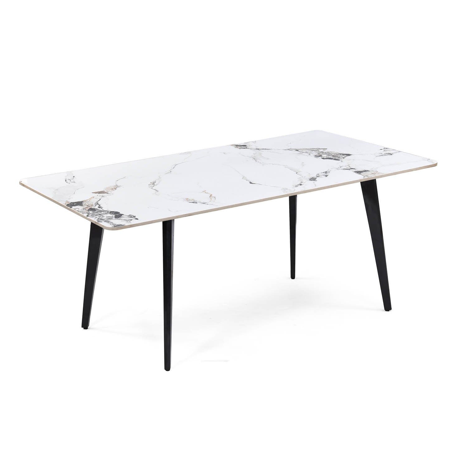 6 Seater Allune Ceramic Dining Set with Quado Base and Tierra Chairs- Ash White