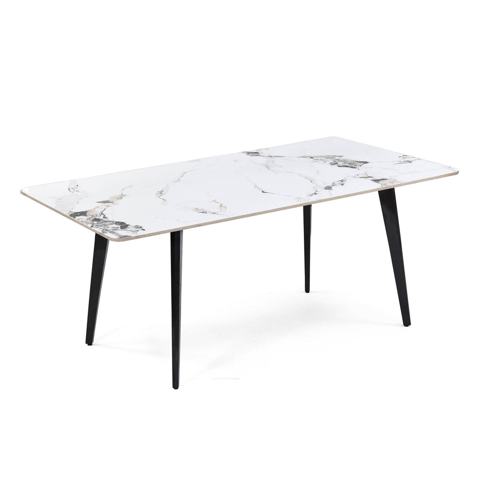 6 Seater Alune Ceramic Dining Set with Quado Base and Tierra Chairs- Ash White