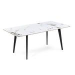 6 Seater Allune Ceramic Dining Set with Quado Base and Nivo Chairs- Ash White