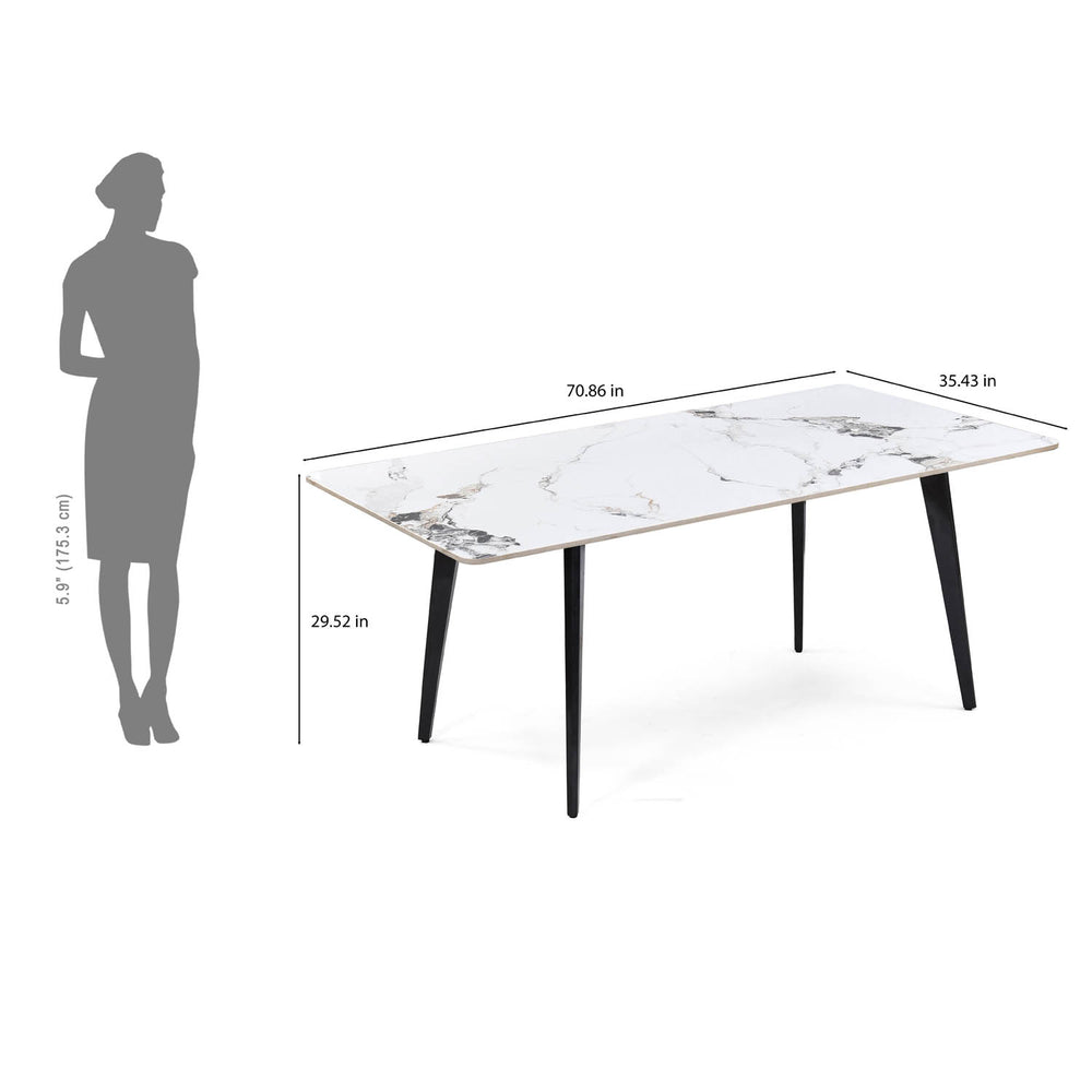 6 Seater Alune Ceramic Dining Set with Quado Base and Tierra Chairs- Ash White