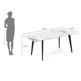 6 Seater Allune Ceramic Dining Set with Quado Base and Nivo Chairs- Ash White