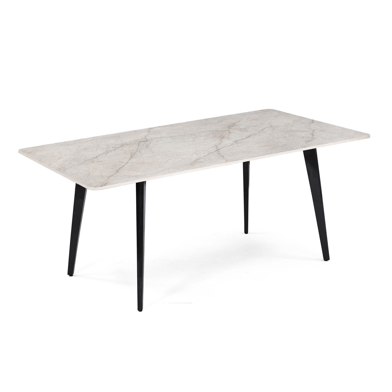 6 Seater Bevon Ceramic Dining Set with Quado Base and Nivo Chairs- Cloud Beige