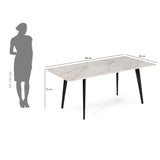 6 Seater Bevon Ceramic Dining Set with Quado Base and Nivo Chairs- Cloud Beige